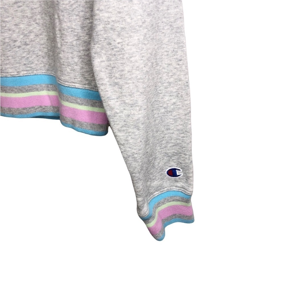 Champion Lifestyle Campus French Terry Sweatshirt Size Small Gray Pastel Stripe - Picture 5 of 8